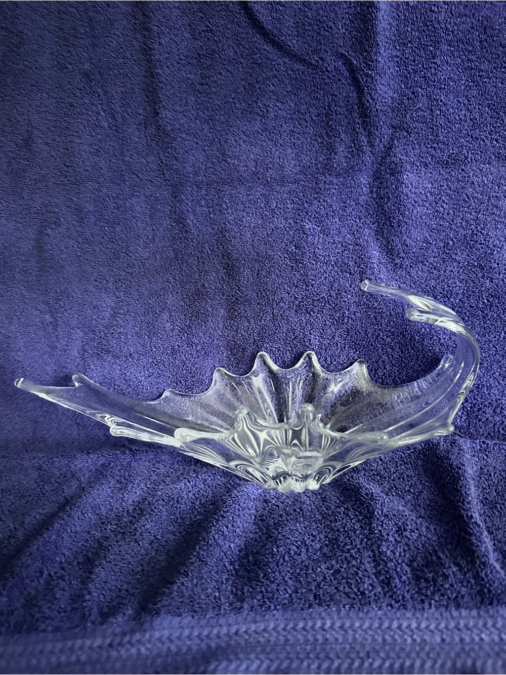 Vintage Cofrac Art Verrier France Clear Crystal Wave Bowl 14.5 X 6.25 X 4